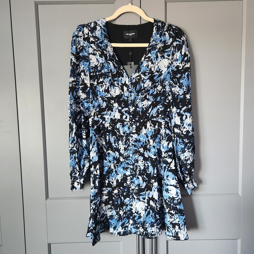 New The Kooples NWT Firework Silk Mini Dress Long Sleeve French Size 1 Small